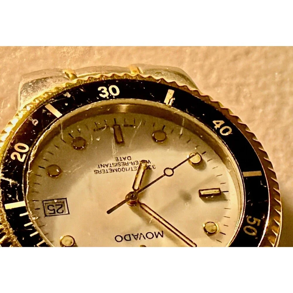 VTG Mens Movado divers watch 2 tone 330ft good condition B1–A4-872 New Battery